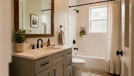 Modern remodeled bathroom with a walk-in shower