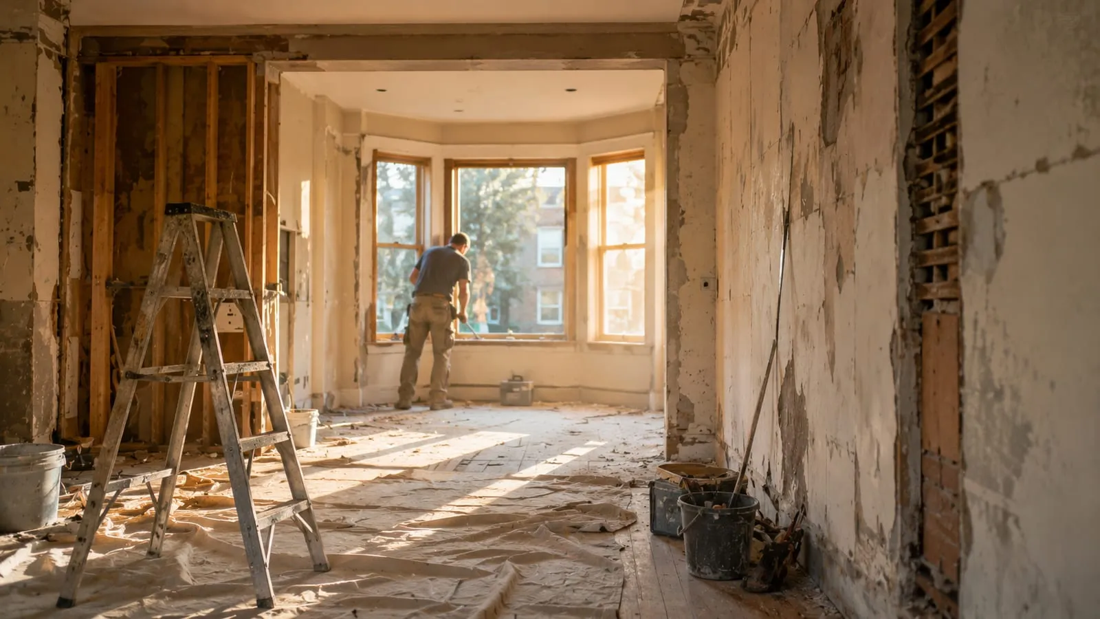 Home mid-renovation with new systems exposed before finishes